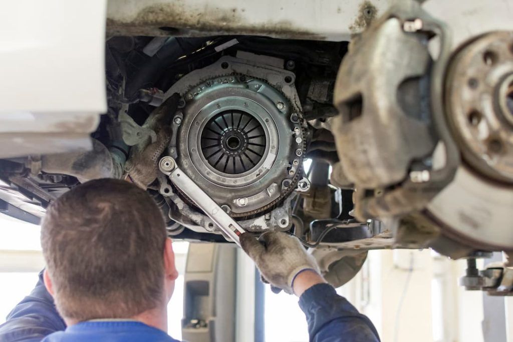 a man working on a car