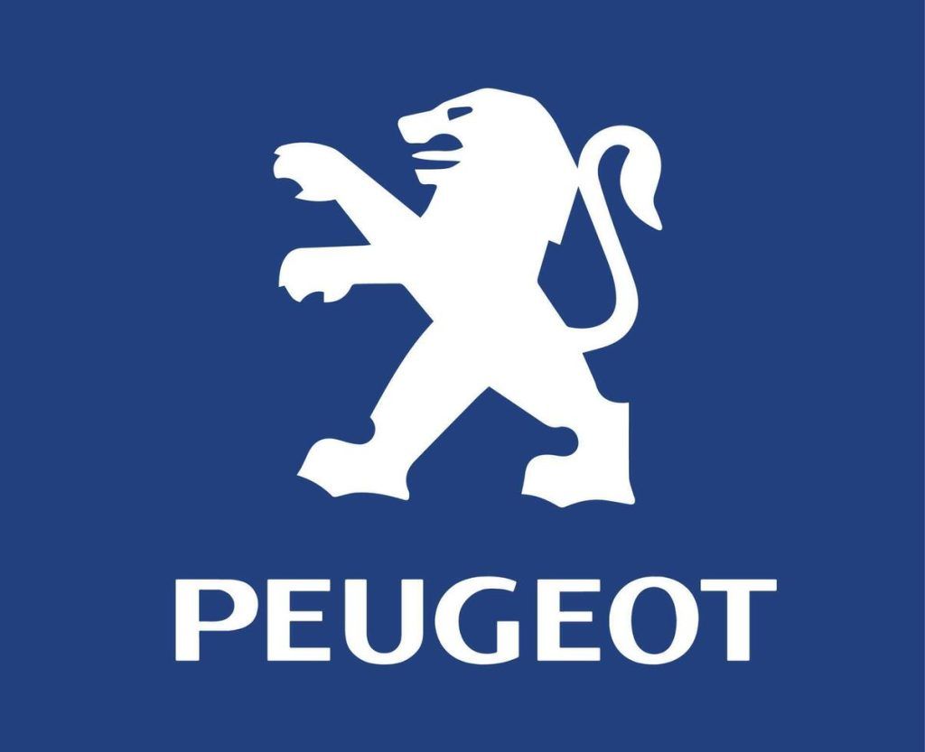 Peugeot Brand Logo Symbol With Name White Design French Car Automobile Illustration With Blue Background Free Vector