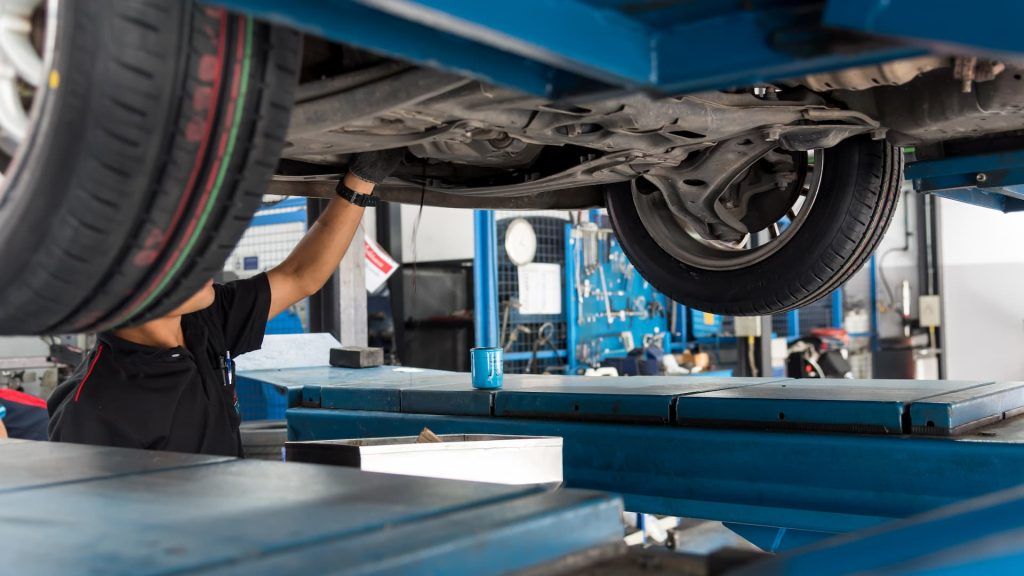 a person working on a car